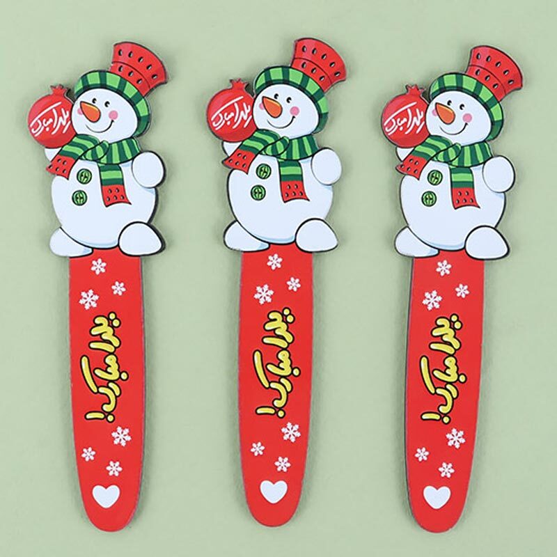 نشانگر کتاب چوبی رویال طرح یلدایی آدم برفی