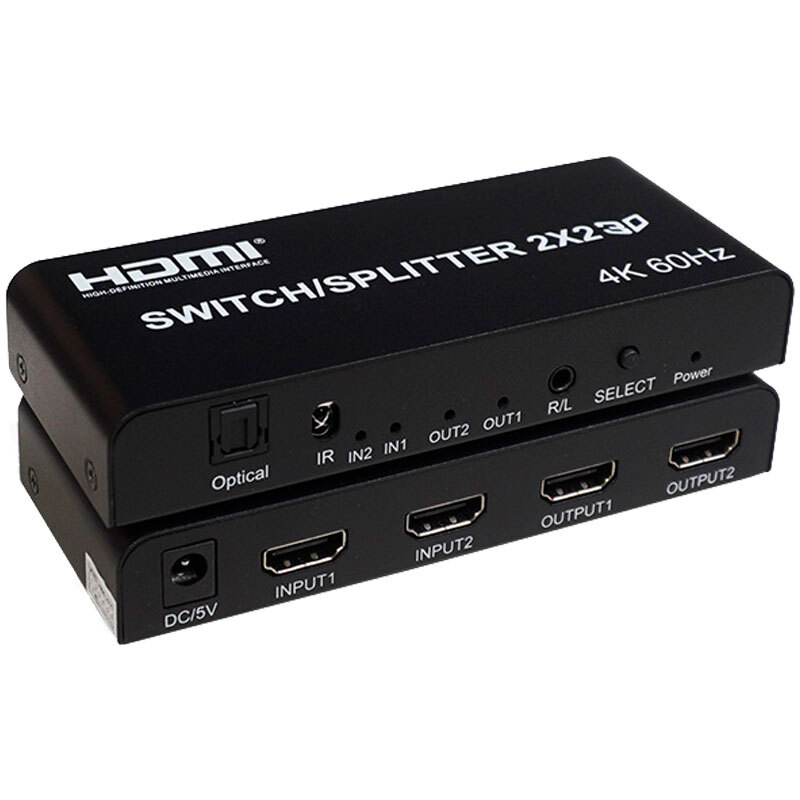 سوییچ اسپلیتر 2 در 2 HDMI کی نت K-SS22 + ریموت کنترل