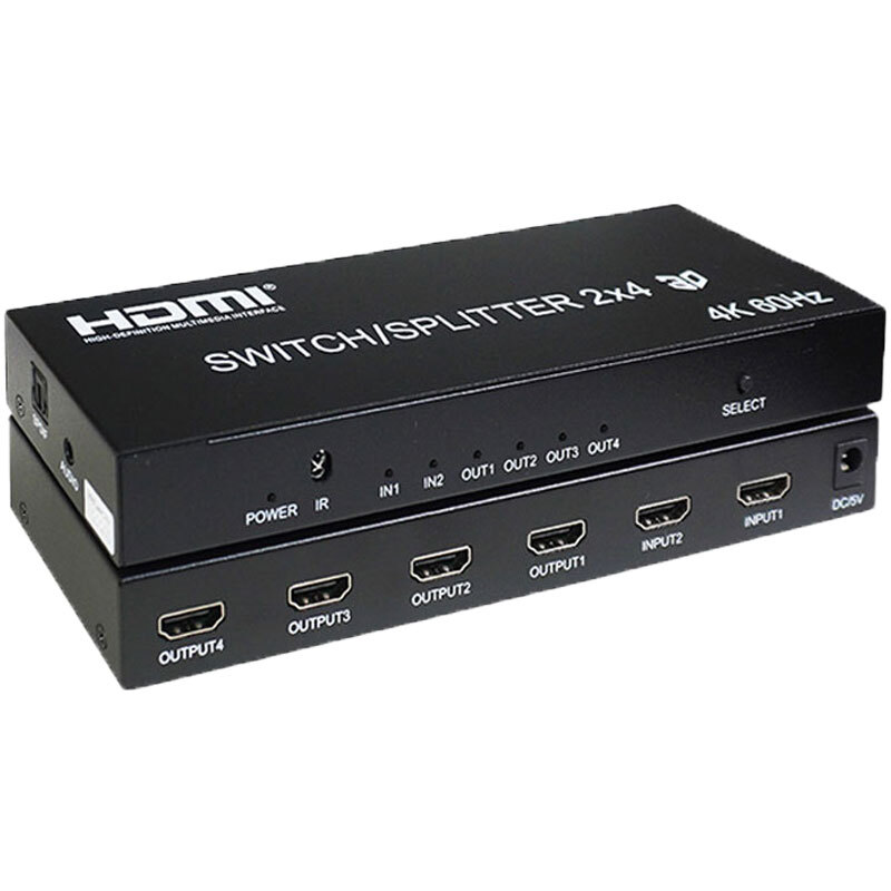 سوییچ اسپلیتر 2 در 4 HDMI کی نت K-SS24 + ریموت کنترل