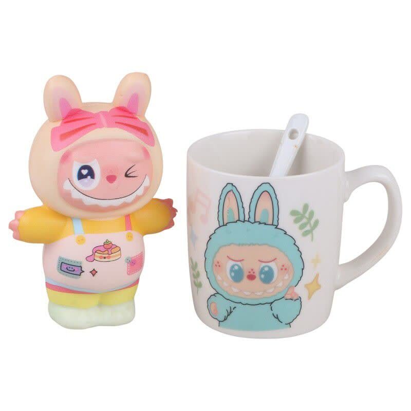 ست ماگ سرامیکی و عروسک سیلیکونی طرح لبوبو