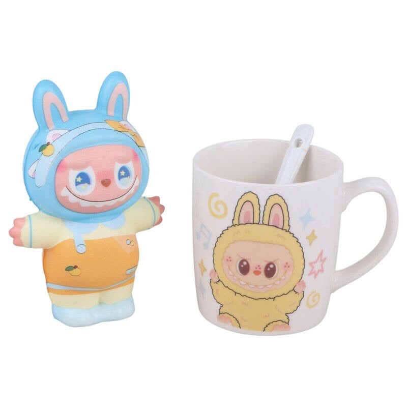 ست ماگ سرامیکی و عروسک سیلیکونی طرح لبوبو