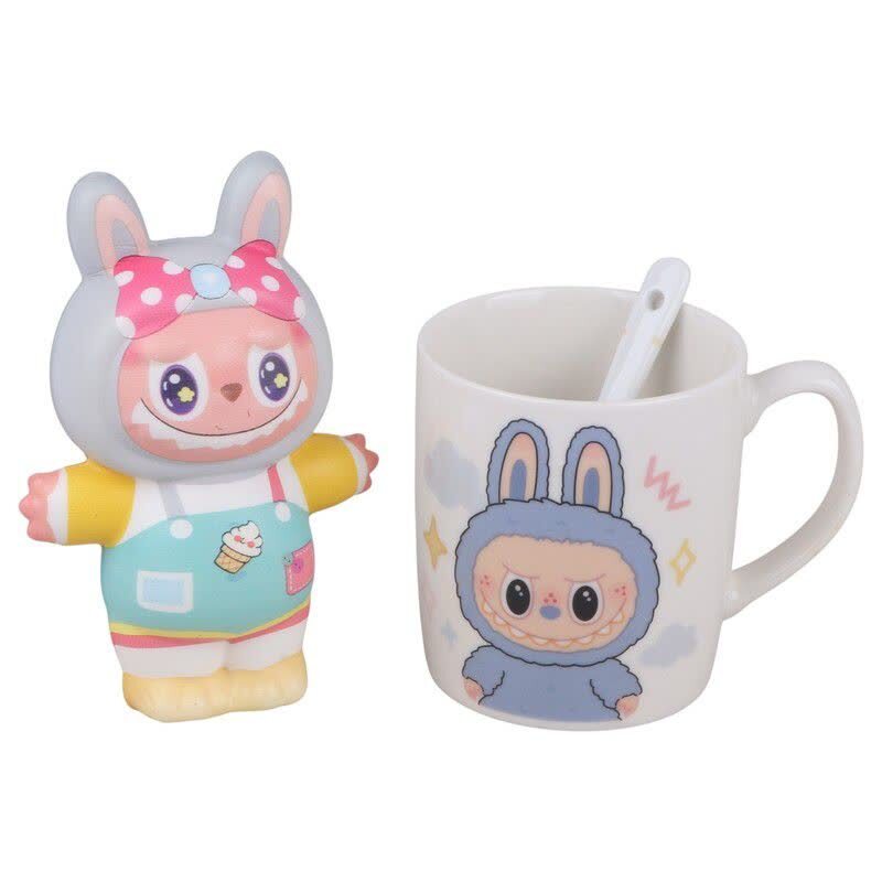 ست ماگ سرامیکی و عروسک سیلیکونی طرح لبوبو