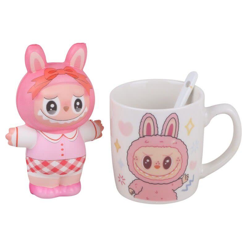 ست ماگ سرامیکی و عروسک سیلیکونی طرح لبوبو