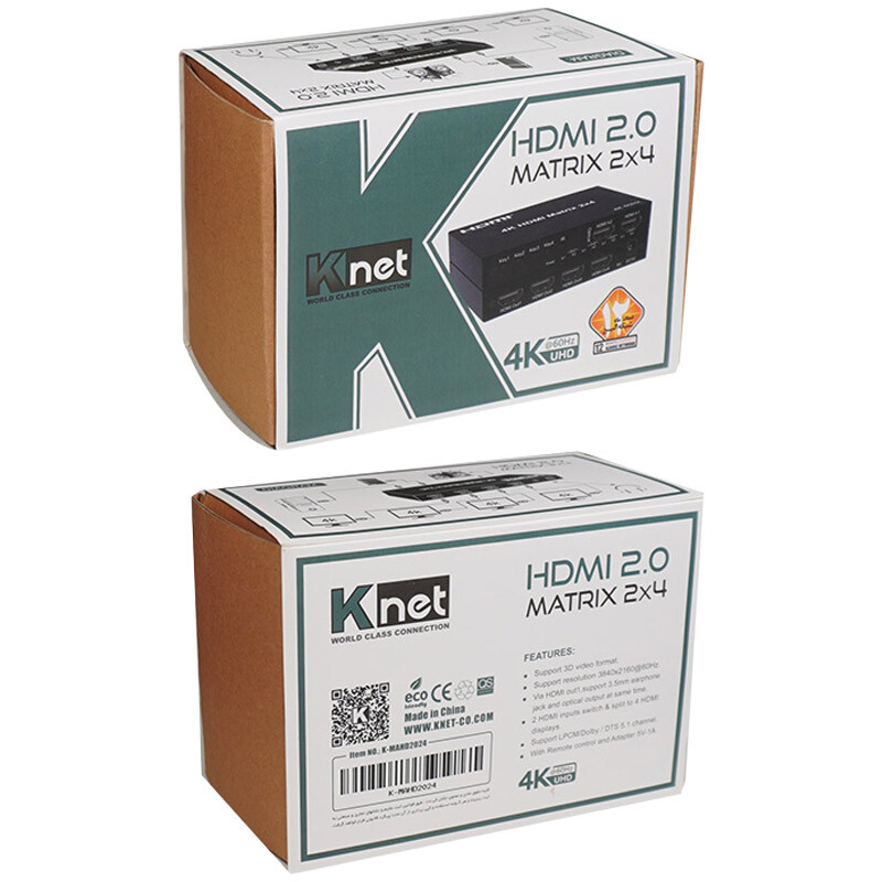 ماتریکس 2 در 4 HDMI کی نت K-M24 + ریموت کنترل