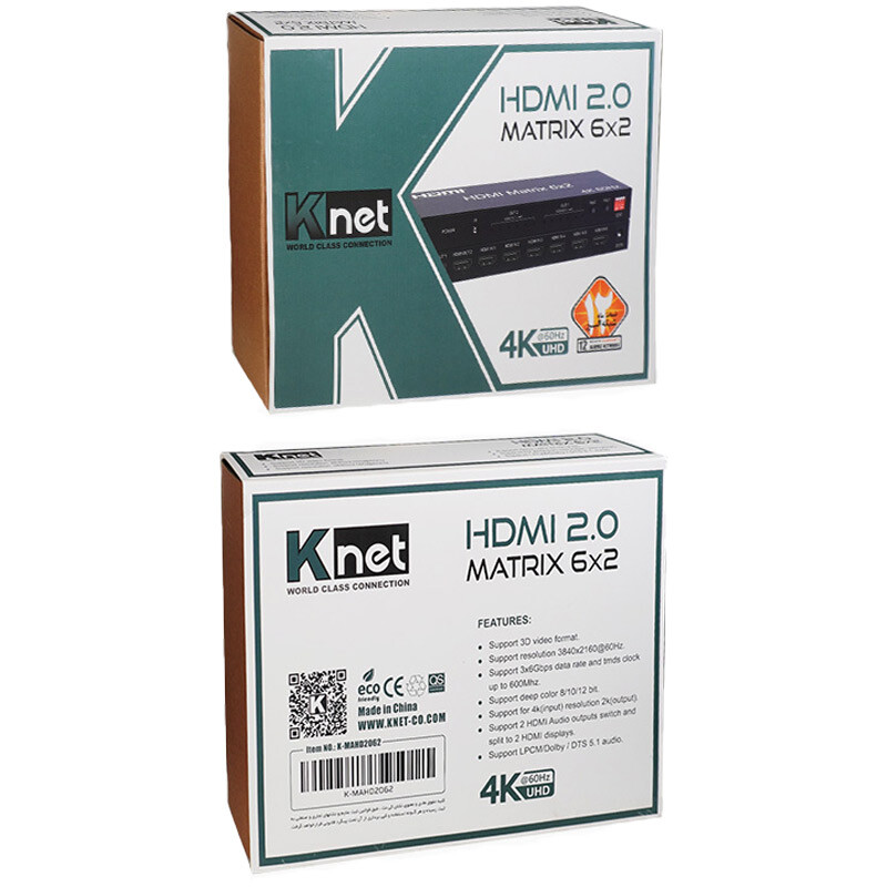 ماتریکس 6 در 2 HDMI کی نت K-M62 + ریموت کنترل