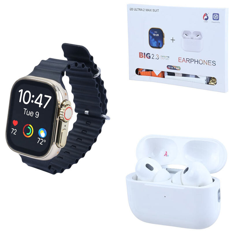 پکیج ساعت هوشمند و هندزفری بلوتوثی I20 Ultra 2 MAX SUIT