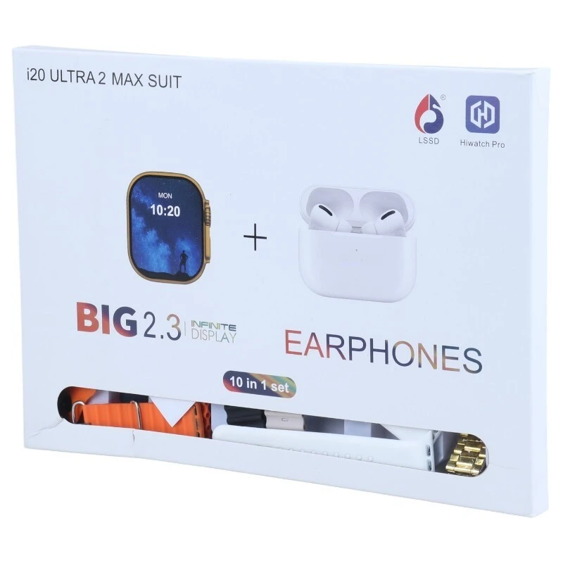 پکیج ساعت هوشمند و هندزفری بلوتوثی I20 Ultra 2 MAX SUIT