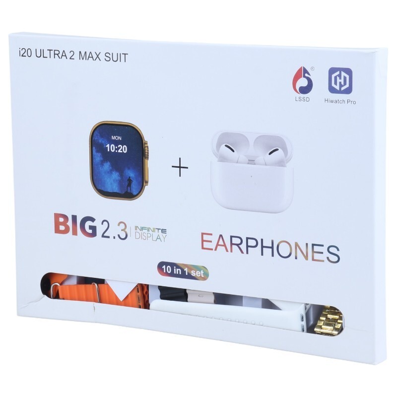 پکیج ساعت هوشمند و هندزفری بلوتوثی I20 Ultra 2 MAX SUIT