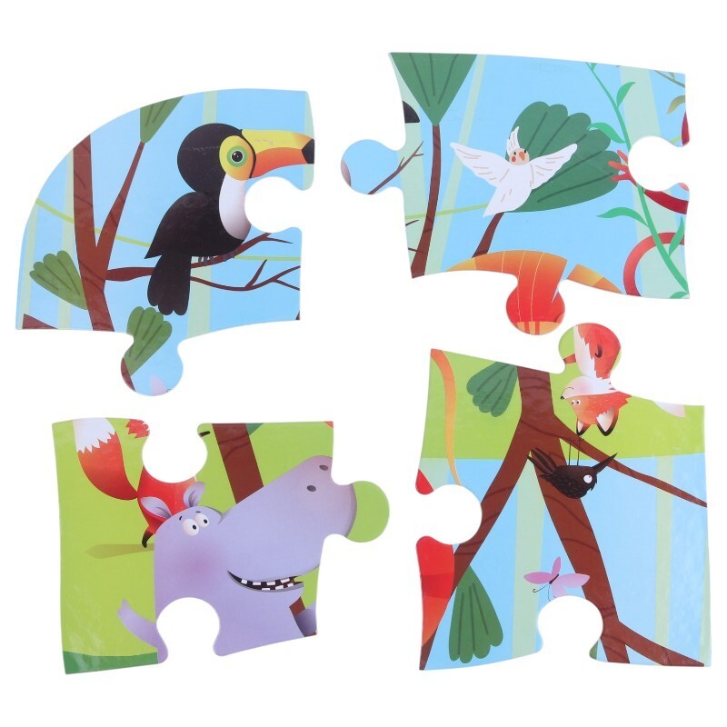 پازل 20 تکه دو رو فرفره های رنگی پویا طرح حیوانات جنگل و دایناسور ها کد 010708