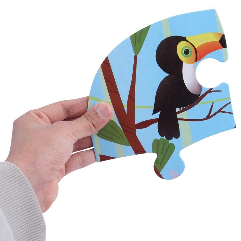 پازل 20 تکه دو رو فرفره های رنگی پویا طرح حیوانات جنگل و دایناسور ها کد 010708