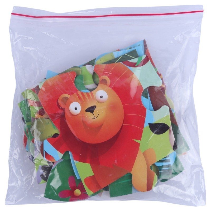 پازل 20 تکه دو رو فرفره های رنگی پویا طرح حیوانات جنگل و دایناسور ها کد 010708