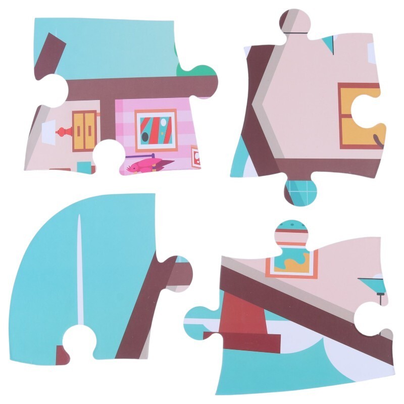 پازل 20 تکه دو رو فرفره های رنگی پویا طرح خانه و حیوانات مزرعه کد 010710