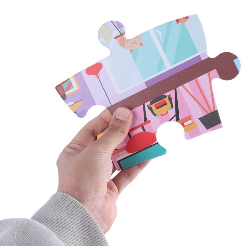 پازل 20 تکه دو رو فرفره های رنگی پویا طرح خانه و حیوانات مزرعه کد 010710