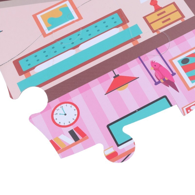 پازل 20 تکه دو رو فرفره های رنگی پویا طرح خانه و حیوانات مزرعه کد 010710