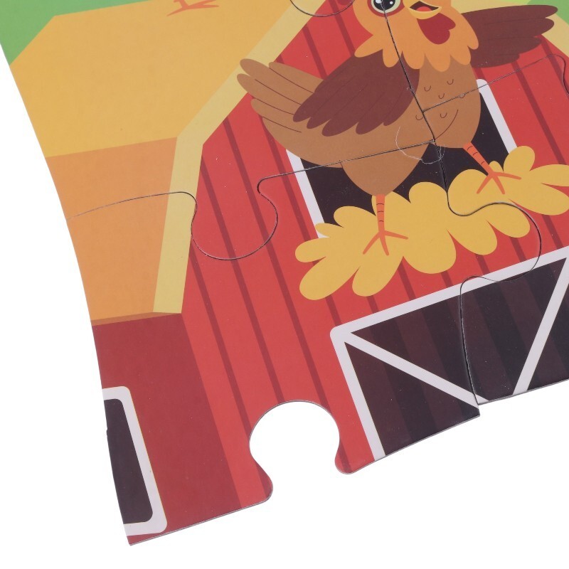 پازل 20 تکه دو رو فرفره های رنگی پویا طرح خانه و حیوانات مزرعه کد 010710