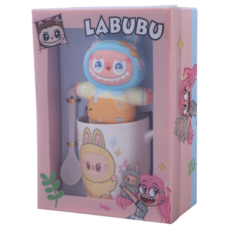 ست ماگ سرامیکی و عروسک سیلیکونی طرح لبوبو