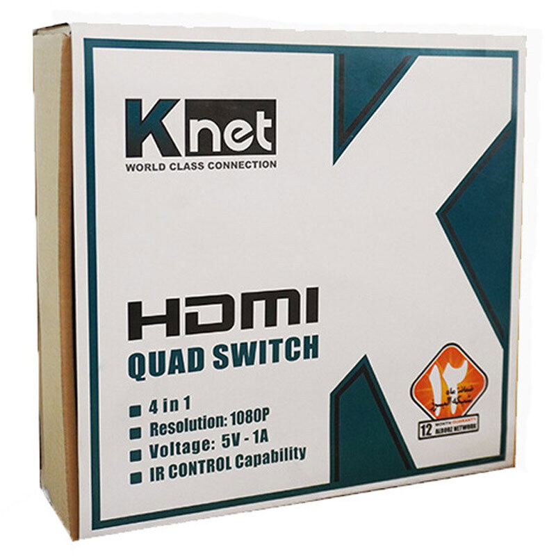 سوییچ کواد 4 پورت HDMI کی نت K-S614 + ریموت کنترل