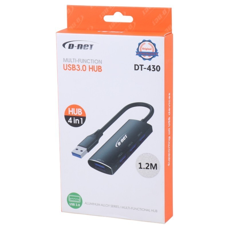 هاب 4 پورت USB 3.0 دی نت DT-430 طول 1.2 متر