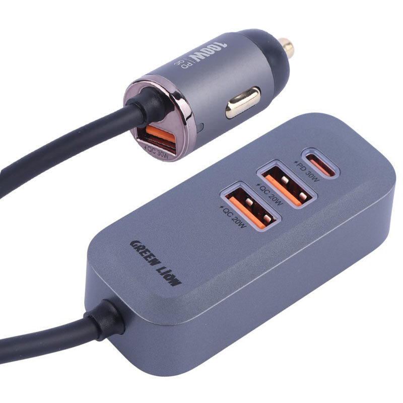 شارژر فندکی 30 وات گرین لاین Triple GL-309 GN100WPDQC