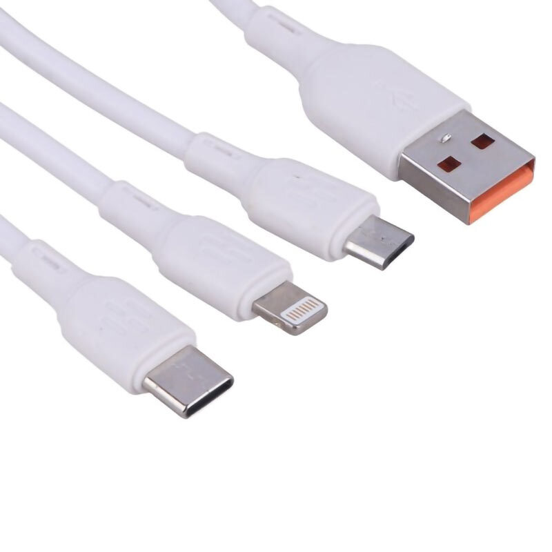 کابل سه سر فست شارژ 6 آمپر مودوس C34 طول 1.2 متر