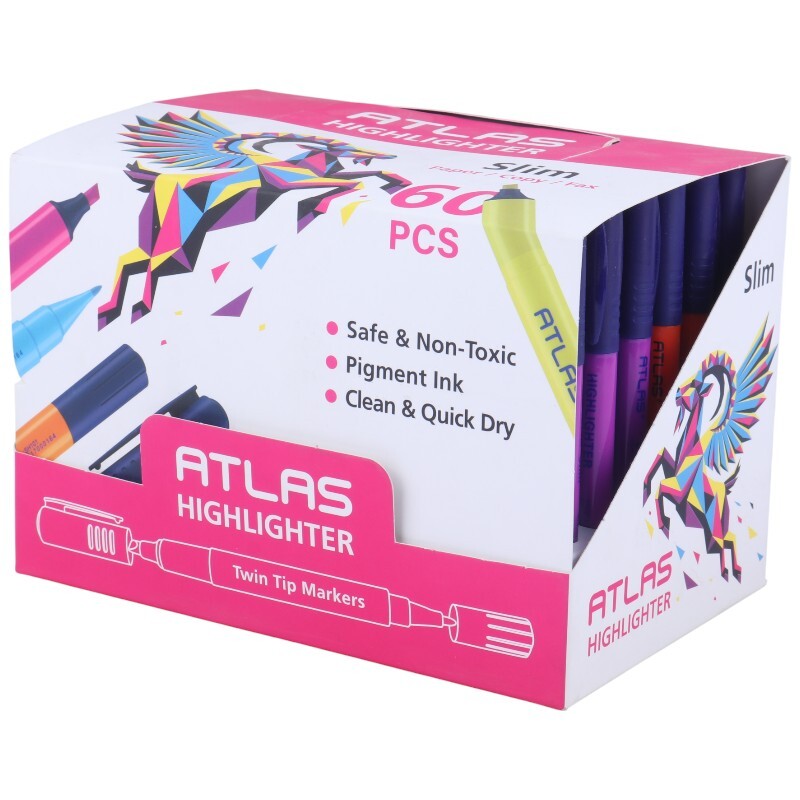 ماژیک هایلایت دو سر اطلس بسته 60 عددی