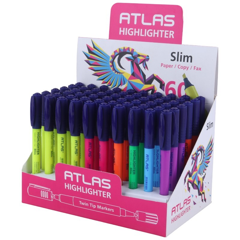 ماژیک هایلایت دو سر اطلس بسته 60 عددی