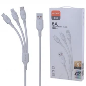 کابل سه سر فست شارژ 6 آمپر مودوس C34 طول 1.2 متر