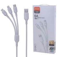 کابل سه سر فست شارژ 6 آمپر مودوس C34 طول 1.2 متر