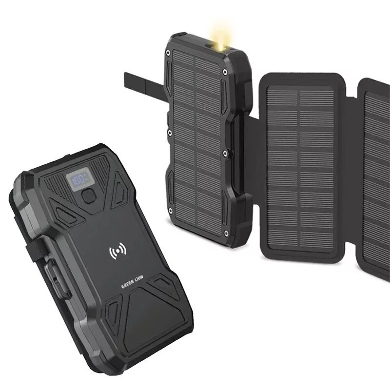 پاور بانک بی سیم خورشیدی فست شارژ گرین لاین Solar 5-Panel GL-PX27 GNSOL5PN20BK PD QC 22.5W ظرفیت 20000 میلی آمپر ساعت