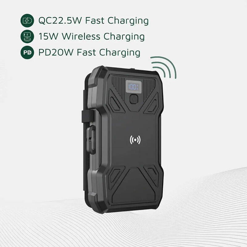 پاور بانک بی سیم خورشیدی فست شارژ گرین لاین Solar 5-Panel GL-PX27 GNSOL5PN20BK PD QC 22.5W ظرفیت 20000 میلی آمپر ساعت