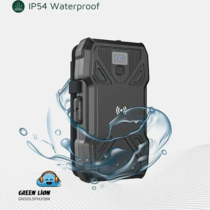 پاور بانک بی سیم خورشیدی فست شارژ گرین لاین Solar 5-Panel GL-PX27 GNSOL5PN20BK PD QC 22.5W ظرفیت 20000 میلی آمپر ساعت