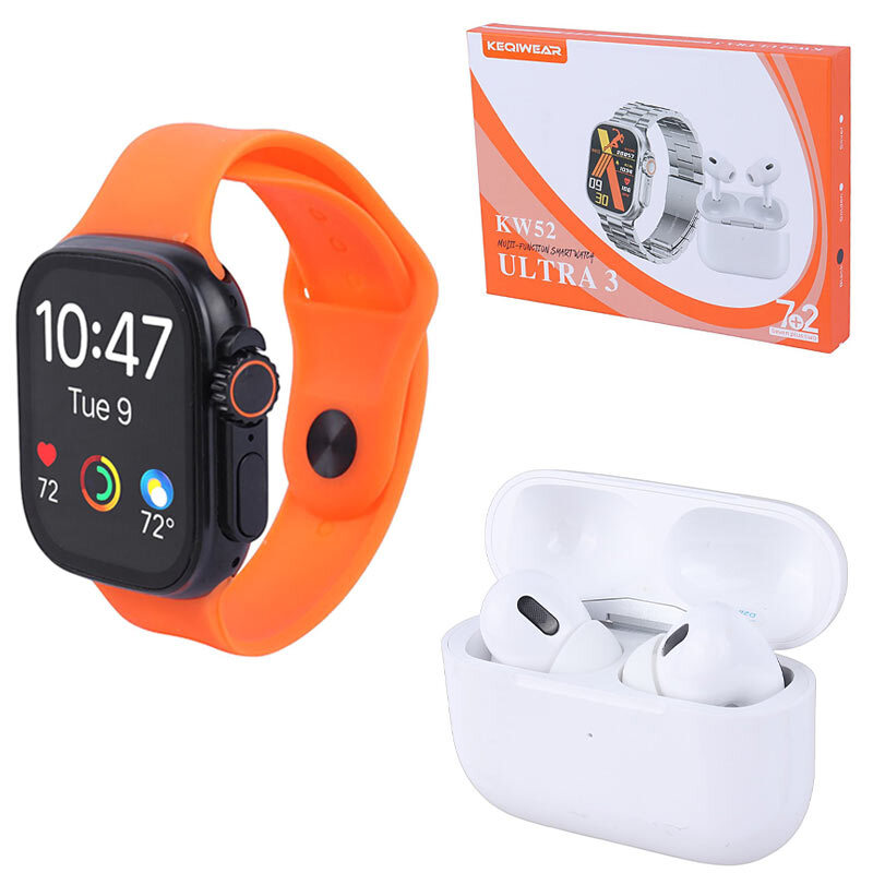 پکیج ساعت هوشمند و هندزفری بلوتوثی کیگی ویر Keqiwear KW52 Ultra 3
