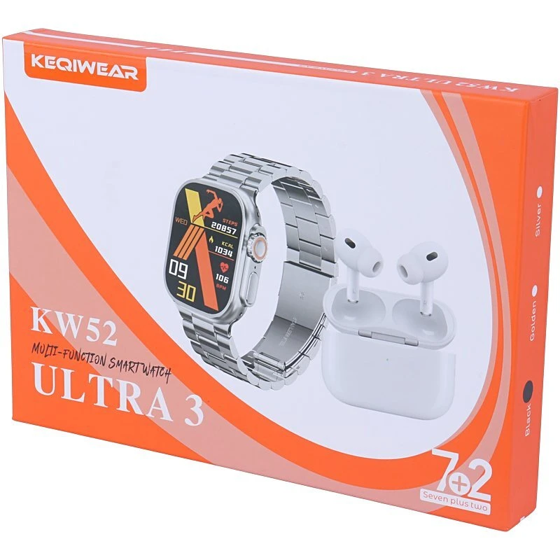پکیج ساعت هوشمند و هندزفری بلوتوثی کیگی ویر KW52 Ultra 3