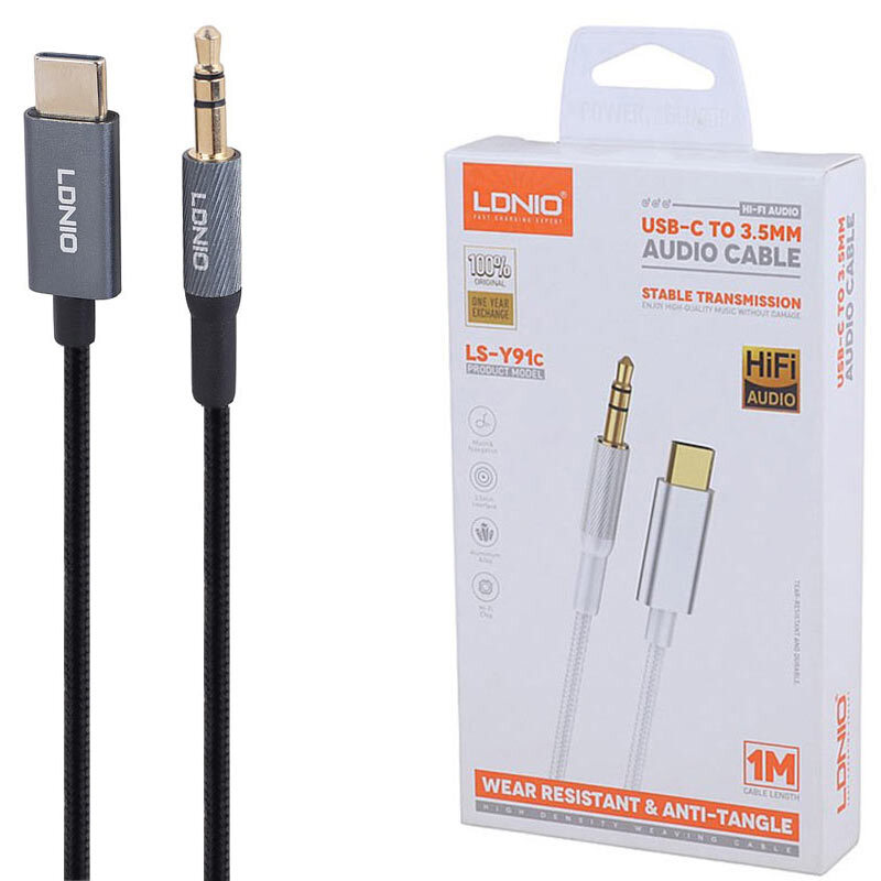 کابل تبدیل Type-C به AUX الدینیو LS-Y91c طول 1 متر