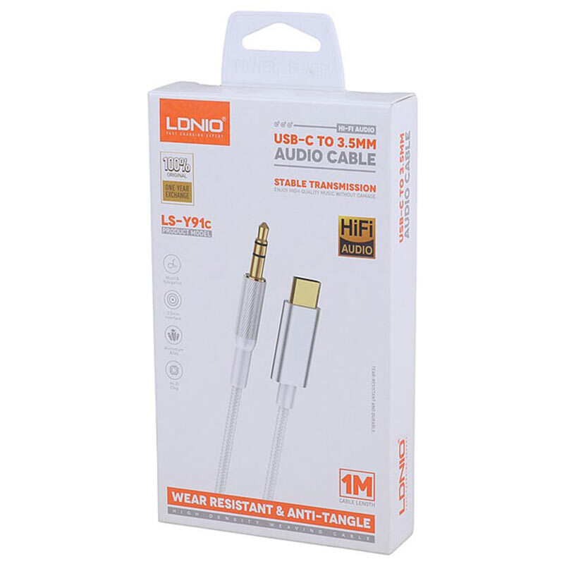 کابل تبدیل Type-C به AUX الدینیو LS-Y91c طول 1 متر