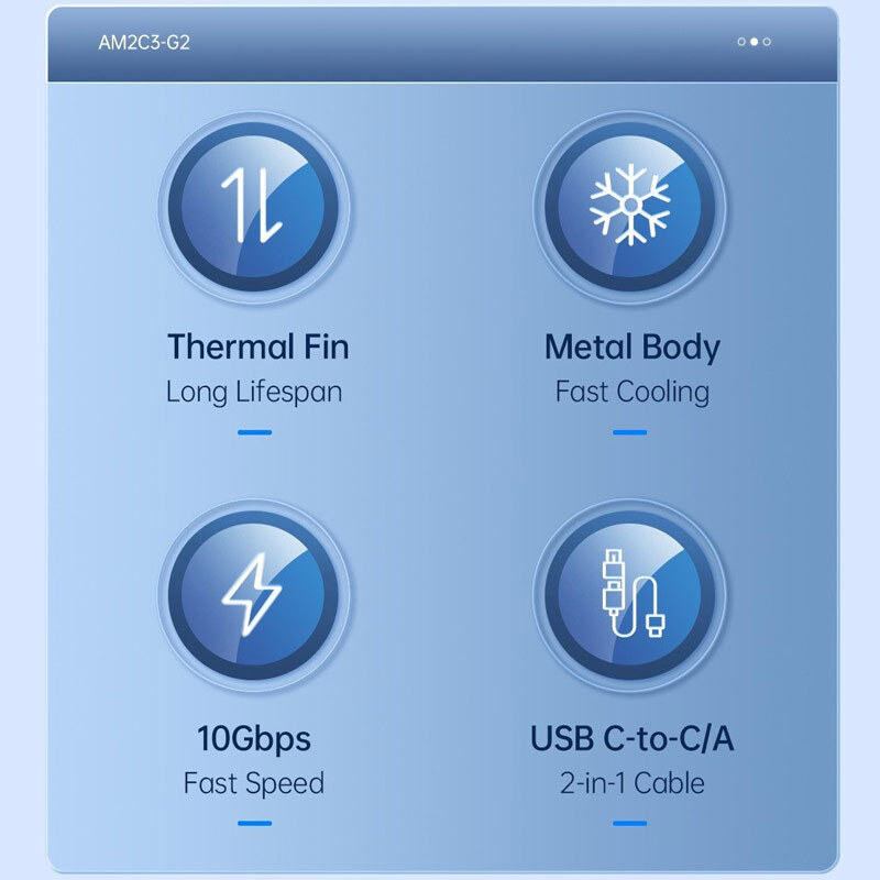 باکس هارد 2 سینی M.2 NVMe SSD اوریکو AM2C3-2N
