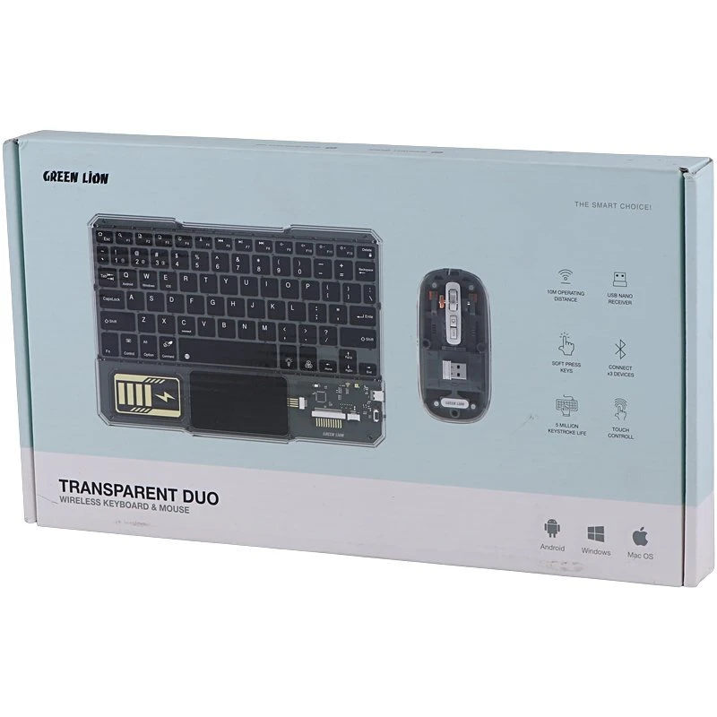 کیبورد و موس بی سیم گرین لاین Transparent Duo GNTRDUOKYMTS