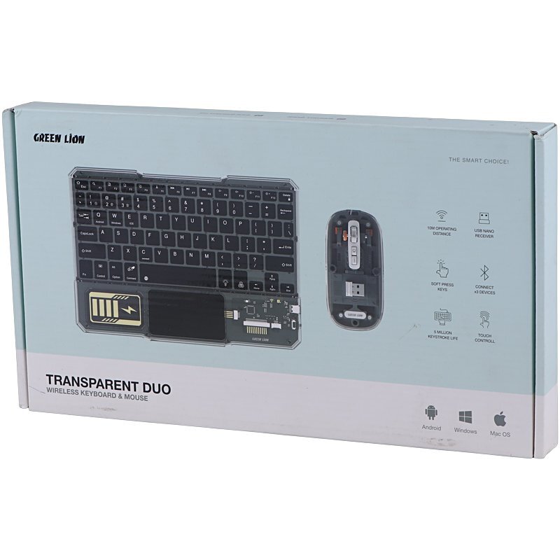 کیبورد و موس بی سیم گرین لاین Transparent Duo GNTRDUOKYMTS