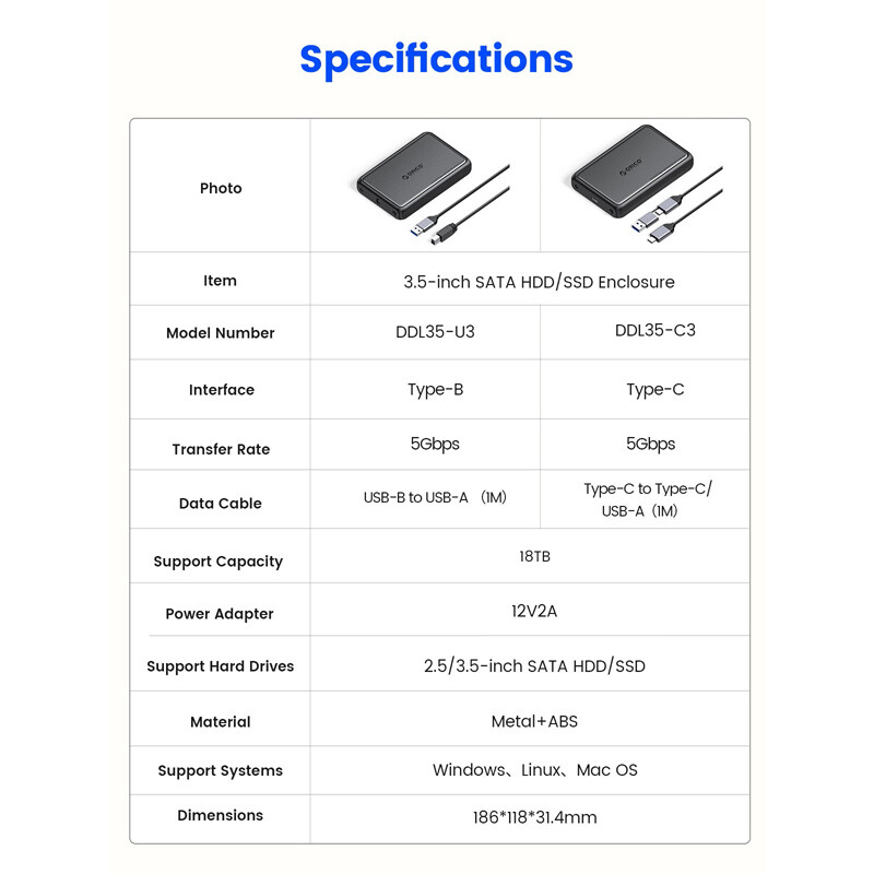 باکس هارد 3.5 اینچی HDD/SSD اوریکو DDL35-C3
