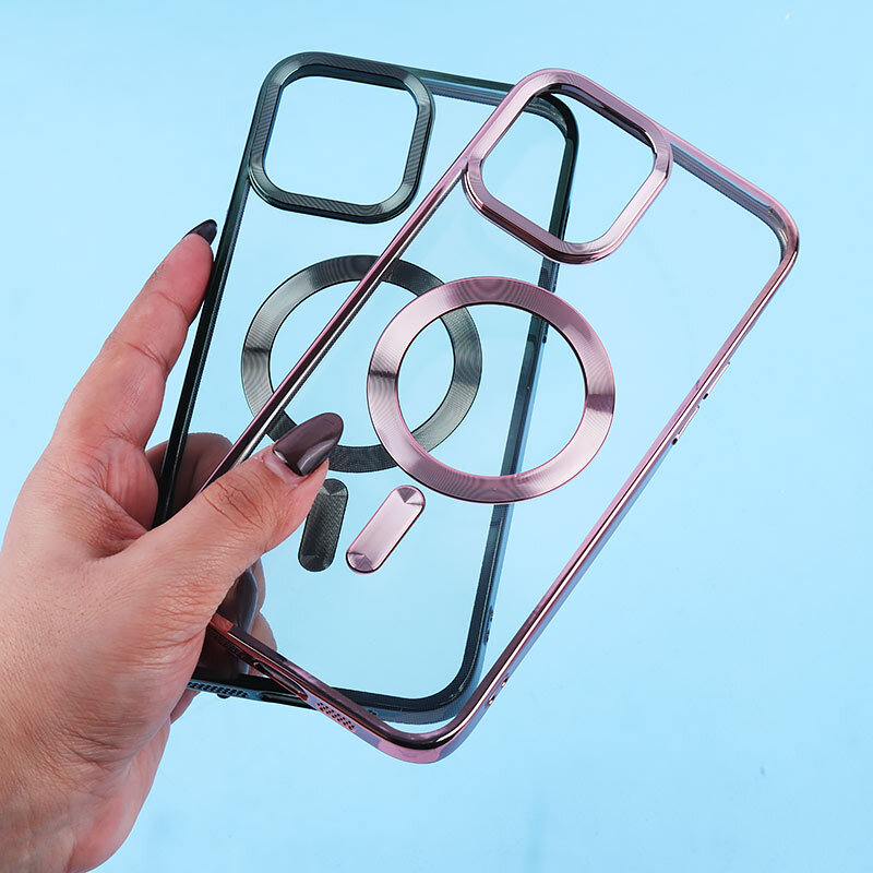 قاب ژله ای مگ سیف آیفون iPhone 13 Pro Max دور رنگی با محافظ لنز رینگی