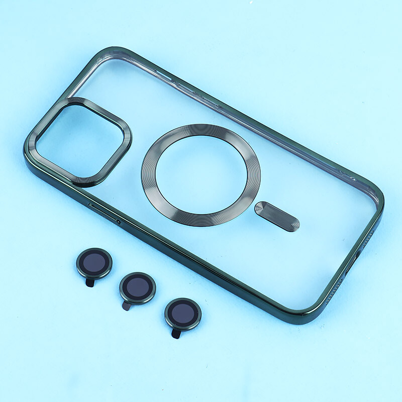 قاب ژله ای مگ سیف آیفون iPhone 13 Pro Max دور رنگی با محافظ لنز رینگی