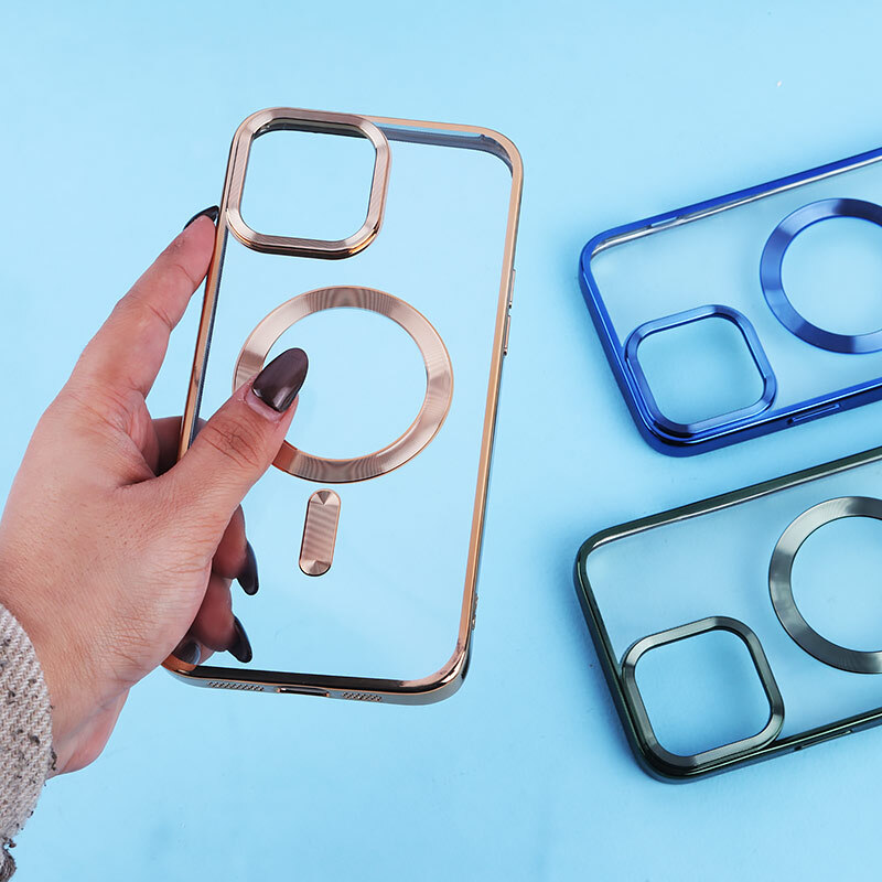 قاب ژله ای مگ سیف آیفون iPhone 13 Pro Max دور رنگی با محافظ لنز رینگی