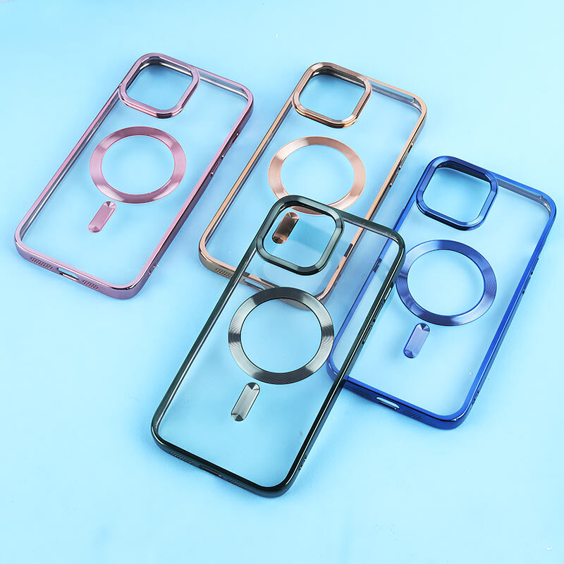 قاب ژله ای مگ سیف آیفون iPhone 13 Pro Max دور رنگی با محافظ لنز رینگی