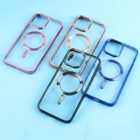 قاب ژله ای مگ سیف آیفون iPhone 13 Pro Max دور رنگی با محافظ لنز رینگی