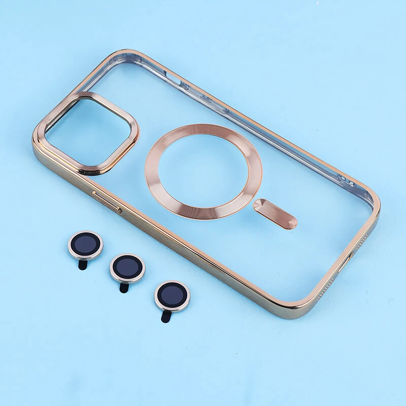 قاب ژله ای مگ سیف آیفون iPhone 13 Pro Max دور رنگی با محافظ لنز رینگی