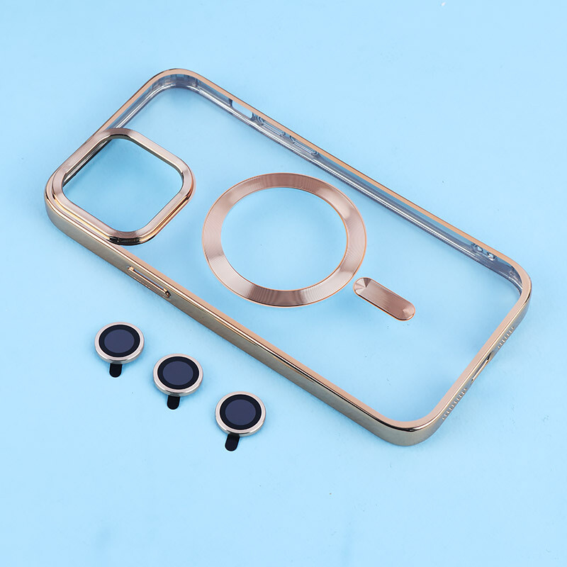 قاب ژله ای مگ سیف آیفون iPhone 13 Pro Max دور رنگی با محافظ لنز رینگی