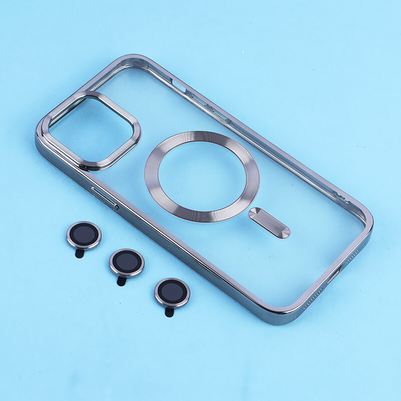 قاب ژله ای مگ سیف آیفون iPhone 13 Pro Max دور رنگی با محافظ لنز رینگی