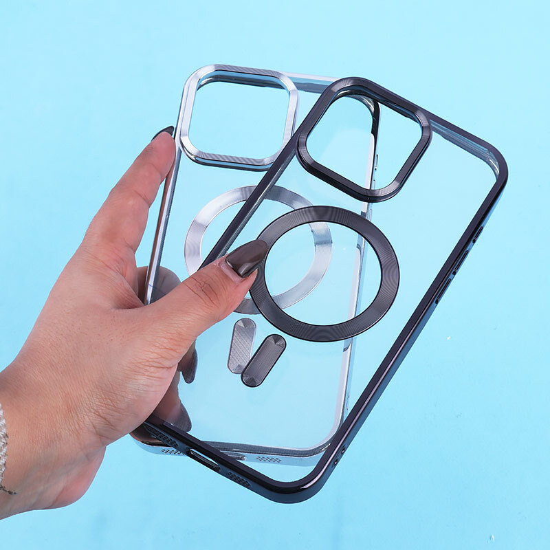 قاب ژله ای مگ سیف آیفون iPhone 16 Pro Max دور رنگی با محافظ لنز رینگی