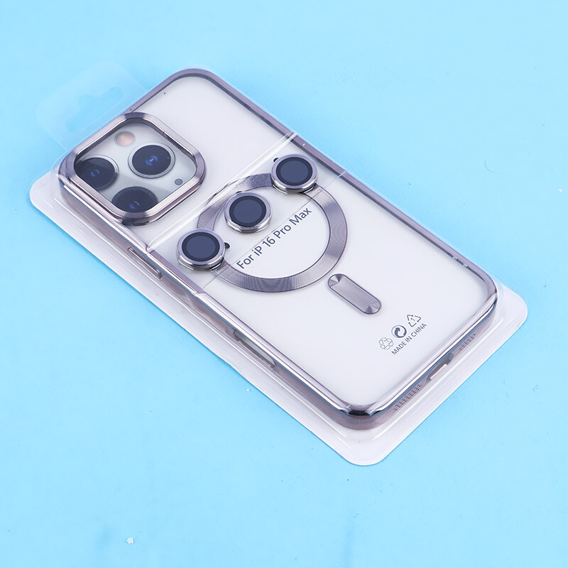 قاب ژله ای مگ سیف آیفون iPhone 16 Pro Max دور رنگی با محافظ لنز رینگی