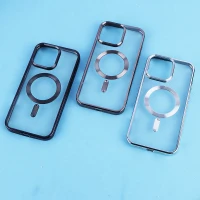 قاب ژله ای مگ سیف آیفون iPhone 16 Pro Max دور رنگی با محافظ لنز رینگی